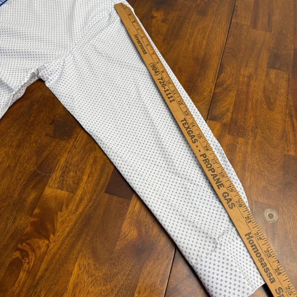 Nautica Mens‎ Slim Fit Performance Dress Shirt Blue Geo Print Long Sleeve Size L
